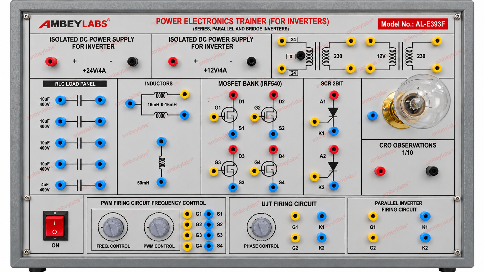 AL-E393F POWER ELECTRONICS TRAINER – FOR INVERTERS  Series, Parallel and Bridge Inverters